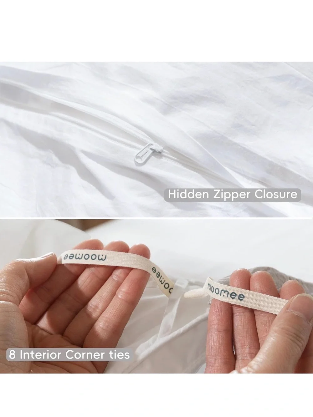 Oversized Full, White Washed Cotton Duvet Cover Set - Soft Breathable Bedding
